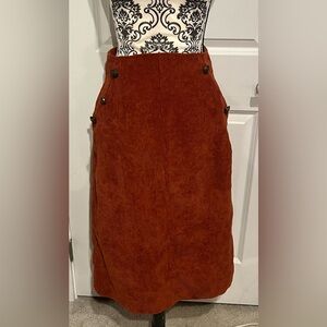 SHEIN Rust A-Line Corduroy Skirt